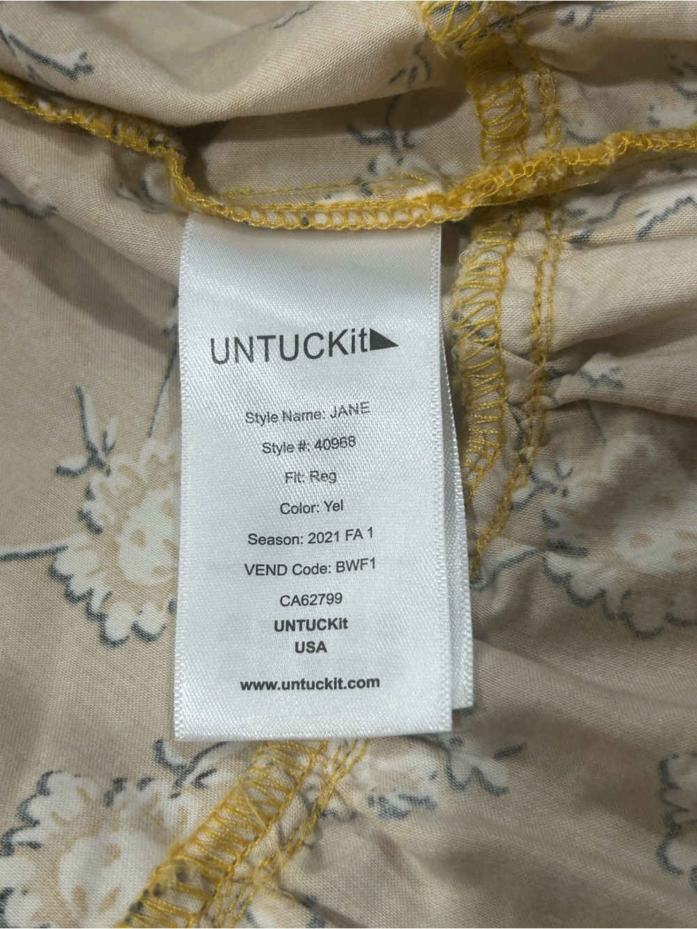 UNTUCKIT Jane Floral Tiered Dress Marigold Yellow Size 12 Romantic Cottagecore - Picture 13 of 14